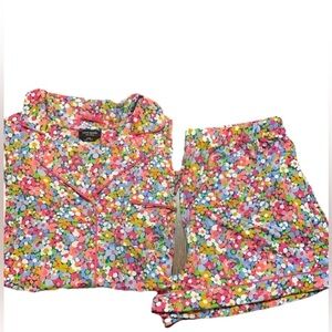 Kate Spade Short Sleeve Pink Floral Pajama Short Set XL NWT